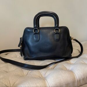 Black Leather Handbag with Strap